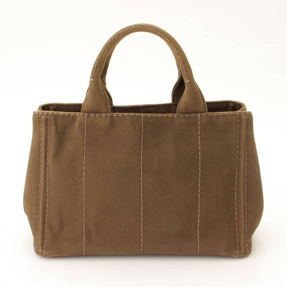 Prada Canapa Canvas Tote Bag Handbag Khaki Green - Picture 4 of 10